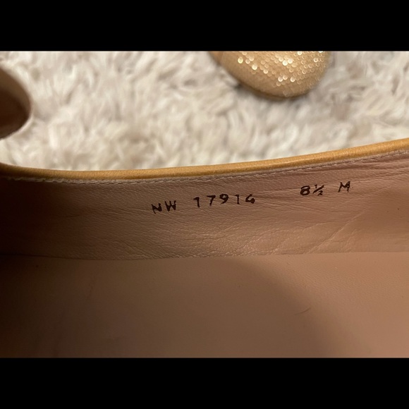 Stuart Weitzman Suede Tan Gold Studded Round Toe Ballet Flats - Picture 9 of 15
